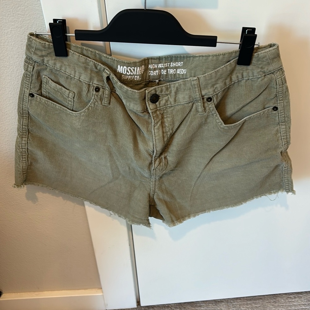 Mossimo high waist, sage, corduroy shorts, tag cut size 12